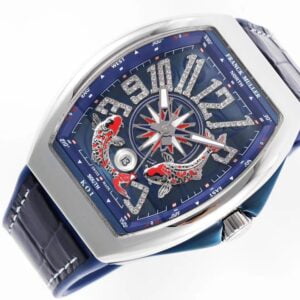 FRANCK MULELR VANGUARD YACHTING V45 IMITATION WATCH RHINESTONE HOURS BLUE DIAL ABF FACTORY 44MM 3 20210816122238886