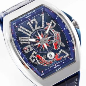 FRANCK MULELR VANGUARD YACHTING V45 IMITATION WATCH RHINESTONE HOURS BLUE DIAL ABF FACTORY 44MM 1 20210816122239823