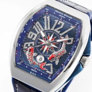 FRANCK MULELR VANGUARD YACHTING V45 IMITATION WATCH RHINESTONE HOURS BLUE DIAL ABF FACTORY 44MM 2 20210816122241455
