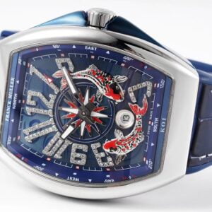 FRANCK MULELR VANGUARD YACHTING V45 IMITATION WATCH RHINESTONE HOURS BLUE DIAL ABF FACTORY 44MM 4 20210816122242445