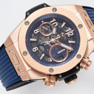 HUBLOT BIG BANG UNICO KING GOLD GOOD IMITATION WATCHES ROSE GOLD PLATE BLUE DIAL ZF FACTORY 44MM 1 ĐỒNG HỒ HUBLOT BIG BANG UNICO KING GOLD REP 11 DÂY CAO SU MÀU XANH ZF 44MM