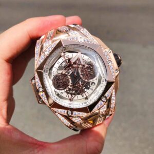 HUBLOT BIG BANG UNICO SANG BLEU II WATCH KING GOLD DIAMONDS REPLICA 1 1 HB FACTORY 45MM 1 ĐỒNG HỒ HUBLOT BIG BANG UNICO SANG BLEU II KING GOLD DIAMONDS REPLICA 11 45MM