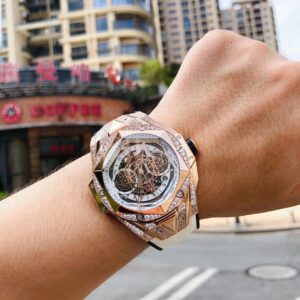 HUBLOT BIG BANG UNICO SANG BLEU II WATCH KING GOLD DIAMONDS REPLICA 1 1 HB FACTORY 45MM 5 ĐỒNG HỒ HUBLOT BIG BANG UNICO SANG BLEU II KING GOLD DIAMONDS REPLICA 11 45MM