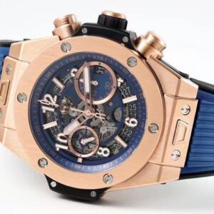 HUBLOT BIG BANG UNICO KING GOLD GOOD IMITATION WATCHES ROSE GOLD PLATE BLUE DIAL ZF FACTORY 44MM 5 ĐỒNG HỒ HUBLOT BIG BANG UNICO KING GOLD REP 11 DÂY CAO SU MÀU XANH ZF 44MM