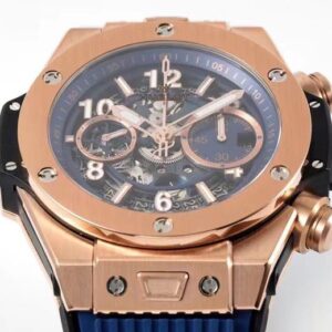 HUBLOT BIG BANG UNICO KING GOLD GOOD IMITATION WATCHES ROSE GOLD PLATE BLUE DIAL ZF FACTORY 44MM 4 ĐỒNG HỒ HUBLOT BIG BANG UNICO KING GOLD REP 11 DÂY CAO SU MÀU XANH ZF 44MM