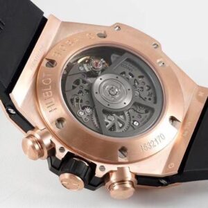 HUBLOT BIG BANG UNICO KING GOLD IMITATION WATCHES ROSE GOLD PLATE BLACK DIAL ZF FACTORY 44MM 7 ĐỒNG HỒ HUBLOT BIG BANG UNICO KING GOLD REP 11 DÂY CAO SU MÀU ĐEN ZF 44MM