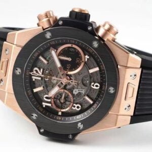 HUBLOT BIG BANG UNICO KING GOLD 421.0X.1180.RX LUXURY FAKE WATCHES BLACK CERAMIC BEZEL AND DIAL ROSE GOLD PLATE ZF FACTORY 44MM 5 ĐỒNG HỒ HUBLOT BIG BANG UNICO KING GOLD REP 11 421.0X.1180.RX ZF FACTORY 44MM