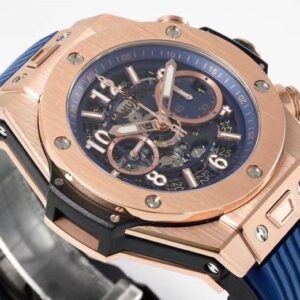 HUBLOT BIG BANG UNICO KING GOLD GOOD IMITATION WATCHES ROSE GOLD PLATE BLUE DIAL ZF FACTORY 44MM 2 ĐỒNG HỒ HUBLOT BIG BANG UNICO KING GOLD REP 11 DÂY CAO SU MÀU XANH ZF 44MM