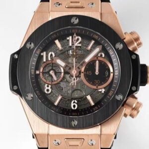 HUBLOT BIG BANG UNICO KING GOLD 421.0X.1180.RX LUXURY FAKE WATCHES BLACK CERAMIC BEZEL AND DIAL ROSE GOLD PLATE ZF FACTORY 44MM 3 ĐỒNG HỒ HUBLOT BIG BANG UNICO KING GOLD REP 11 421.0X.1180.RX ZF FACTORY 44MM