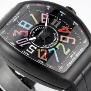 FRANCK MULLER V45 CRAZY HOURS REPLICA WATCHES RAINBOWN HOURS ALL BLACK ABF FACTORY 44MM 3 50 deee99939ac4f97