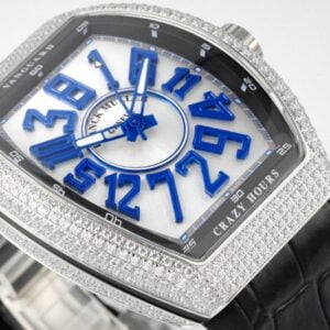 FRANCK MULLER VANGUARD V45 CRAZY HOURS REPLICA WATCHES RHINESTONE CASE BLUE HOURS 44MM 1 50deee99939ac4f 109