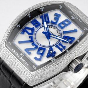 FRANCK MULLER VANGUARD V45 CRAZY HOURS REPLICA WATCHES RHINESTONE CASE BLUE HOURS 44MM 4 50deee99939ac4f 112
