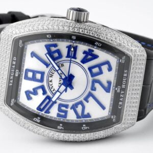 FRANCK MULLER VANGUARD V45 CRAZY HOURS REPLICA WATCHES RHINESTONE CASE BLUE HOURS 44MM 6 50deee99939ac4f 114