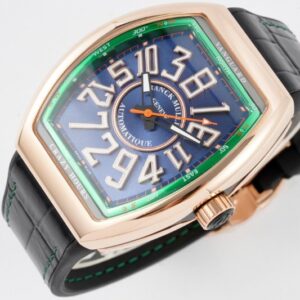 FRANCK MULLER V45 VANGUARD CRAZY HOURS BEST COPIES WATCHES ROSE GOLD CASE BLUE DIAL ABF FACTORY 44MM 4 50deee99939ac4f 58