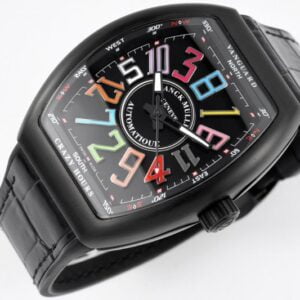 FRANCK MULLER V45 CRAZY HOURS REPLICA WATCHES RAINBOWN HOURS ALL BLACK ABF FACTORY 44MM 1 50deee99939ac4f88
