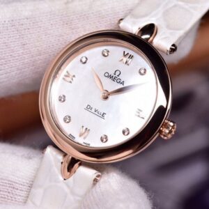 ĐỒNG HỒ NỮ OMEGA DE VILLE DÂY DA BÒ REPLICA 27,4MM 1 dong ho nu omega de ville day da bo replica 274mm 1