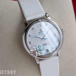 ĐỒNG HỒ NỮ OMEGA DE VILLE DÂY DA BÒ REPLICA 32.7MM 1 dong ho nu omega de ville day da bo replica 32 7mm