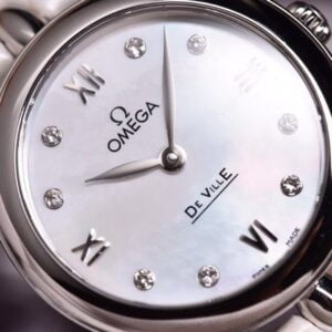 ĐỒNG HỒ NỮ OMEGA DE VILLE DÂY DA BÒ VỎ THÉP REPLICA 27,4MM 3 dong ho nu omega de ville day da bo vo thep replica 274mm 3