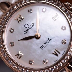 ĐỒNG HỒ NỮ OMEGA DE VILLE DÂY DA BÒ Ý TRẮNG REPLICA 27,4MM 3 dong ho nu omega de ville day da bo y trang replica 274mm 3