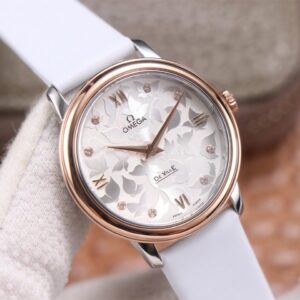 ĐỒNG HỒ NỮ OMEGA DE VILLE VIỀN MÀU HỒNG REPLICA 32,7MM 4 dong ho nu omega de ville vien mau hong replica 327mm 4