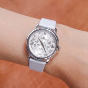 ĐỒNG HỒ NỮ OMEGA DE VILLE VIỀN MÀU TRẮNG REPLICA 32,7MM 1 dong ho nu omega de ville vien mau trang replica 327mm