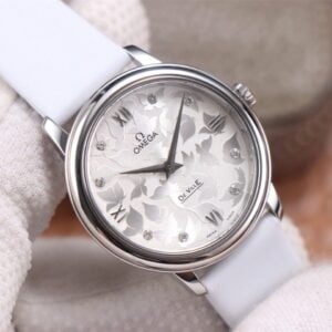 ĐỒNG HỒ NỮ OMEGA DE VILLE VIỀN MÀU TRẮNG REPLICA 32,7MM 4 dong ho nu omega de ville vien mau trang replica 327mm 4