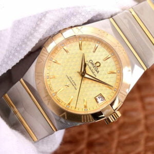 ĐỒNG HỒ OMEGA CONSTELLATION MẶT VÀNG REPLICA 38MM 1 dong ho omega constellation mat vang replica 38mm 2