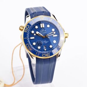 ĐỒNG HỒ OMEGA SEAMASTER MẶT MÀU XANH DÂY CAO SU REPLICA 42MM 2 dong ho omega seamaster mat mau xanh day cao su treplica 42mm 2
