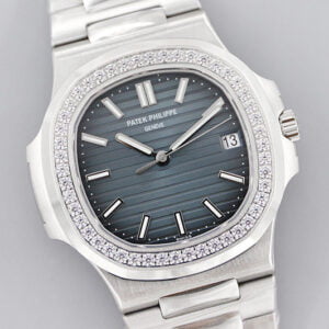 PATEK PHILIPPE NAUTILUS 5711/1A 010 RHINESTONE GEM BLUE DIAL LUXURY REPLICA WATCHES 40MM 3 dong ho patek philippe nautilus 5711 1a 010 kham kim cuong replica 40mm 4