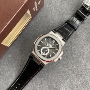 PATEK PHILIPPE NAUTILUS 5726/1A-001 BLACK DIAL LEATHER STRAP COPIES WATCHES 40MM 8 dong ho patek philippe nautilus 5726 1a 001 replica 40mm 9