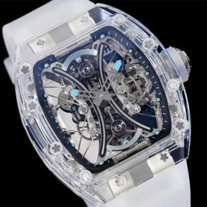ĐỒNG HỒ RICHARD MILLE RM53-02 TRONG SUỐT DÂY CAO DU TRẮNG REPLICA 44M 2 dong ho richard mille rm53 02 trong suot day cao du trang replica 44m 7
