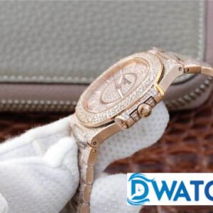 PATEK PHILIPPE NAUTILUS 7021G RHINESTONE ROSE GOLD CASE REPLICA WATCHES 37MM 3 ĐỒNG HỒ NAM PATEK PHILIPPE NAUTILUS 7021G ĐÍNH FULL ĐÁ VÀNG HỒNG 37MM