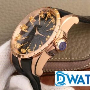 ROGER DUBUIS BLACK LEATHER STRAP RDDBEX0511 REPLICA WATCH 45MM 3 ĐỒNG HỒ NAM ROGER DUBUIS MẶT TRÒN MÀU VÀNG RDDBEX0511 REPLICA 11 45MM