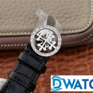 PATEK PHILIPPE GRAND COMPLICATIONS 6102 BLACK DIAL RHINESTONE CASE BLACK LEATHER STRAP 43MM 5 ĐỒNG HỒ NAM PATEK PHILIPPE GRAND COMPLICATIONS 6102 MẶT SỐ ĐEN ĐÍNH ĐÁ 43MM