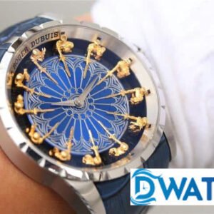 ROGER DUBUIS EXCALIBUR BLUE DIAL REPLICA WATCH LEATHER STRAP 45MM 2 ĐỒNG HỒ NAM ROGER DUBUIS EXCALIBUR HIỆP SĨ BÀN TRÒN REPLICA CAO CẤP 45MM
