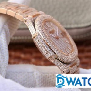 PATEK PHILIPPE NAUTILUS 5711 LUXURY REPLICA WATCHES RHINESTONE ROSE GOLD CASE 40MM 2 ĐỒNG HỒ NAM PATEK PHILIPPE NAUTILUS 5711 ĐÍNH ĐÁ LẤP LÁNH SUPER FAKE 40MM