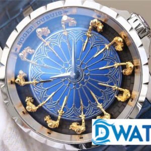 ROGER DUBUIS EXCALIBUR BLUE DIAL REPLICA WATCH LEATHER STRAP 45MM 3 ĐỒNG HỒ NAM ROGER DUBUIS EXCALIBUR HIỆP SĨ BÀN TRÒN REPLICA CAO CẤP 45MM