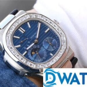 PATEK PHILIPPE NAUTILUS 5724G BEST REPLICA WATCHES RHINESTONE BAGUETTE 40MM 6 ĐỒNG HỒ NAM PATEK PHILIPPE NAUTILUS 5724G ĐÍNH FULL ĐÁ BAGUETTE 40MM