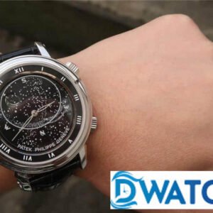 PATEK PHILIPPE GRAND COMPLICATIONS 6102 GOOD IMITATION WATCHES BLACK DIAL SKYMOON 43MM 6 ĐỒNG HỒ NAM PATEK PHILIPPE GRAND COMPLICATIONS 6102 DẢI NGÂN HÀ 43MM