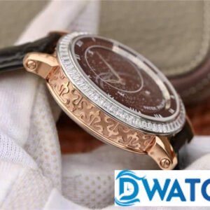 PATEK PHILIPPE GRAND COMPLICATIONS 6102 BLACK DIAL RHINESTONE CASE BLACK LEATHER STRAP 43MM 3 ĐỒNG HỒ NAM PATEK PHILIPPE GRAND COMPLICATIONS 6102 MẶT SỐ ĐEN ĐÍNH ĐÁ 43MM