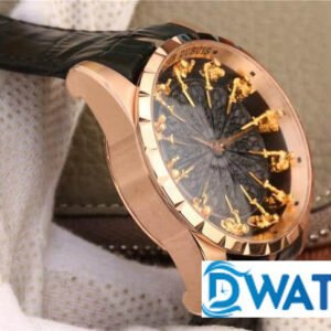 ROGER DUBUIS BLACK LEATHER STRAP RDDBEX0511 REPLICA WATCH 45MM 2 ĐỒNG HỒ NAM ROGER DUBUIS MẶT TRÒN MÀU VÀNG RDDBEX0511 REPLICA 11 45MM