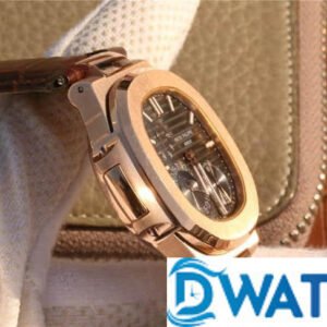PATEK PHILIPPE NAUTILUS 5712 BROWN LEATHER STRAP ROSE GOLD CASE REPLICA WATCHES PF 40MM 2 ĐỒNG HỒ NAM PATEK PHILIPPE NAUTILUS 5712 DÂY ĐEO ĐỎ FAKE CAO CẤP PF 40MM