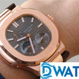 PATEK PHILIPPE NAUTILUS 5712 BROWN LEATHER STRAP ROSE GOLD CASE REPLICA WATCHES PF 40MM 6 ĐỒNG HỒ NAM PATEK PHILIPPE NAUTILUS 5712 DÂY ĐEO ĐỎ FAKE CAO CẤP PF 40MM