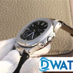 PATEK PHILIPPE NAUTILUS 5712 GOOD IMITATION WATCHES BLACK DIAL LEATHER STRAP PF 40MM 2 ĐỒNG HỒ NAM PATEK PHILIPPE NAUTILUS 5712 MẶT TRÒN DÂY DA LỊCH LÃM PF 40MM