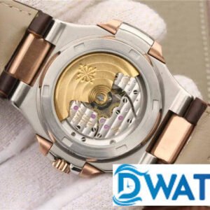 PATEK PHILIPPE NAUTILUS 5712 COPIES WATCHES ROSE GOLD CASE BROWN LEATHER STRAP BLACK DIAL PF 40MM 4 ĐỒNG HỒ NAM PATEK PHILIPPE NAUTILUS 5712 MẶT SỐ TRÒN DÂY DA FAKE 11 PF 40MM