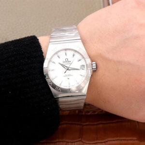 ĐỒNG HỒ OMEGA CONSTELLATION MẶT TRẮNG DÂY THÉP REPLICA 38MM 1 dong ho omega constellation mat trang day thep replica 38mm 1