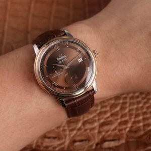 ĐỒNG HỒ OMEGA DE VILLE COFFEE BROWN DÂY DA CÁ SẤU REPLICA CAO CẤP 39,5 MM 6 dong ho omega de ville coffee brown day da ca sau cao cap 395 mm 1