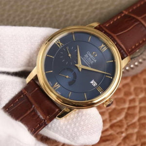 ĐỒNG HỒ OMEGA DE VILLE DÂY NÂU TRẺ TRUNG REPLICA 39.5MM 2 dong ho omega de ville day nau tre trung replica 39 5mm 3