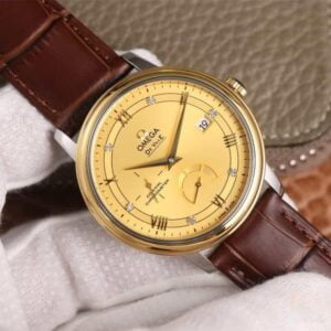 ĐỒNG HỒ OMEGA DE VILLE DIAMOND GOLD DÂY DA CÁ SẤU REPLICA CAO CẤP 39,5 MM 6 dong ho omega de ville diamond gold day da ca sau replica cao cap 395 mm 1