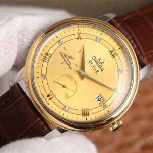 ĐỒNG HỒ OMEGA DE VILLE DIAMOND GOLD DÂY DA CÁ SẤU REPLICA CAO CẤP 39,5 MM 2 dong ho omega de ville diamond gold day da ca sau replica cao cap 395 mm 8